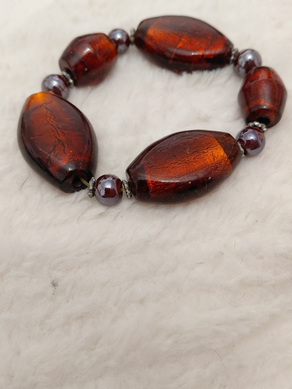 Amber-Tone Beaded Stretch Bracelet - Women Jewelry
